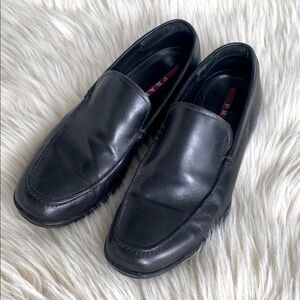 Authentic Prada Men's Black Leather Sports Loafers US size 7.5 Mint Condition